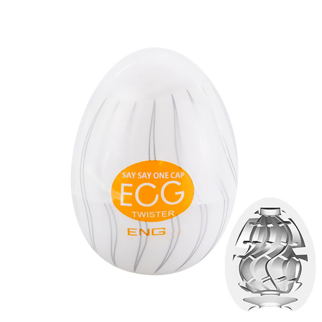 Masturbator tip vagin LovePlay™ Egg, cu textura de vartej, portabil, din silicon, portocaliu - LovePlay