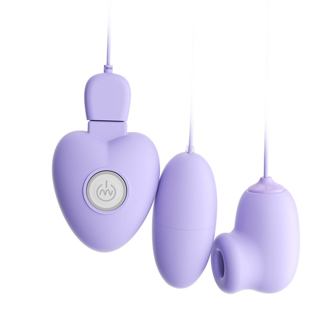Vibrator LovePlay NippleFun, 3 in 1, efect de suctie, 10 tipuri diferite de vibratie, stimulare vaginala, anala, clitoris si sfarcuri, rezistent la apa, silentios, incarcare USB, usor de transportat si curatat, din silicon, mov - LovePlay