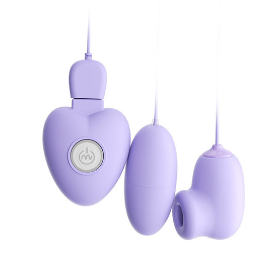 Vibrator LovePlay NippleFun, 3 in 1, efect de suctie, 10 tipuri diferite de vibratie, stimulare vaginala, anala, clitoris si sfarcuri, rezistent la apa, silentios, incarcare USB, usor de transportat si curatat, din silicon, mov - LovePlay