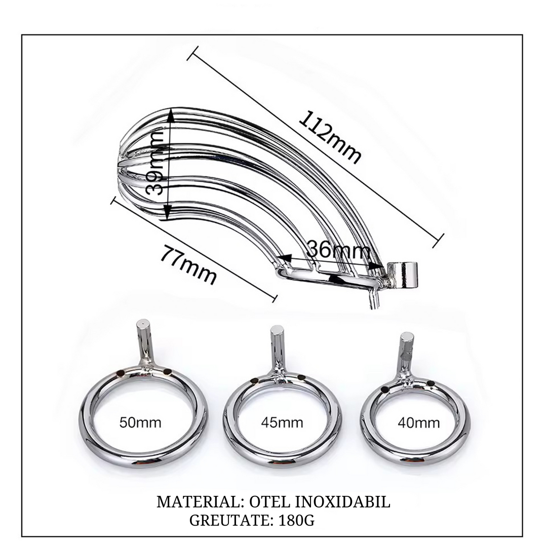 Cusca de castitate moderna din otel inoxidabil pentru control si jocuri BDSM - LovePlay