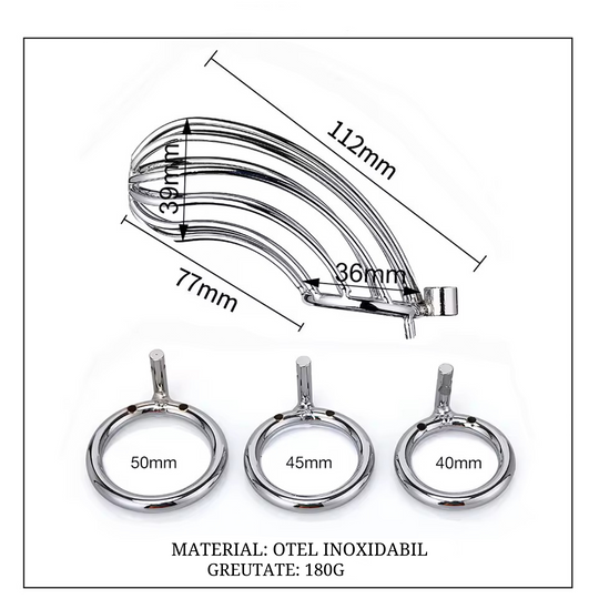 Cusca de castitate moderna din otel inoxidabil pentru control si jocuri BDSM - LovePlay