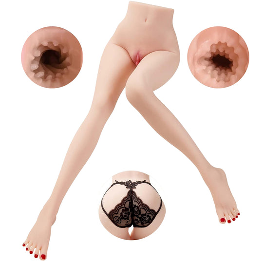 Masturbator LovePlay™ SexyLegs, cu doua canale de tip vaginal si anal, cu striatii 3D, rezistent la apa, model ultra-realist din silicon de inalta calitate, greutate 4 kg - LovePlay