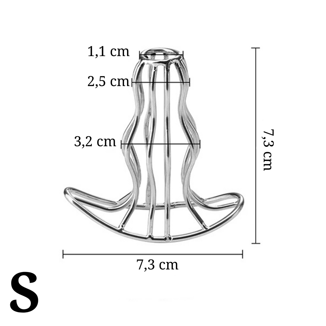 Dop anal LovePlay Hollow, din otel inoxidabil, gol in interior, cu forme reliefate pentru placere intensa, argintiu, lungime 70 mm, diametru 45 mm - LovePlay
