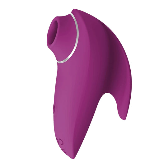 Vibrator 2 in 1 din silicon LovePlay™ Dual Pleasure, pentru femei, rezistent la apa, discret si usor de curatat, pentru stimularea clitoridiana si a sanilor, cu functie de suctiune, mov - LovePlay
