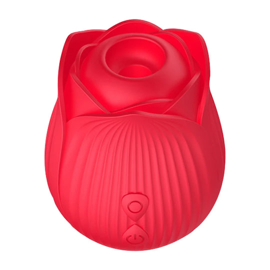 Vibrator LovePlay™ RedRose, cu 10 moduri de vibratie diferite, functie de suctiune, pentru stimularea sanilor si a clitorisului, design discret, rezistent la apa, rosu, reincarcabil prin cablu usb - LovePlay