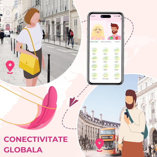 Vibrator LovePlay™ PantyPlay, cu 11 moduri de vibratie, 5 moduri de control prin aplicatie, telecomanda, pentru stimulare clitoridiana si vaginala, cu design purtabil, functie de control vocal, ultra-silentios, incarcabil USB, rezistent la apa, roz - LovePlay