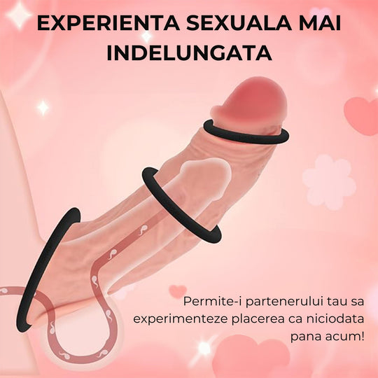 Set 3 inele de penis LovePlay™ pentru mentinerea erectiei si intarzierea ejacularii, din silicon, 3 dimeniuni: 5cm, 4cm si 3cm, negru, confortabile si usor de utilizat - LovePlay