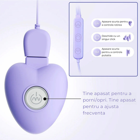 Vibrator LovePlay NippleFun, 3 in 1, efect de suctie, 10 tipuri diferite de vibratie, stimulare vaginala, anala, clitoris si sfarcuri, rezistent la apa, silentios, incarcare USB, usor de transportat si curatat, din silicon, mov - LovePlay