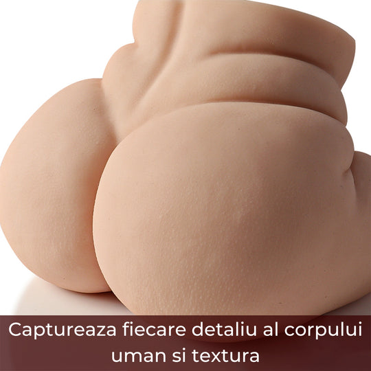 Masturbator doua canale LovePlay™ MissHer plus size, ultra-realist, anal si vaginal, cu striatii 3D, din silicon premium non-toxic, design coapse anatomic, usor de curatat, din silicon elastic si rezistent la apa, 3.6 kg - LovePlay