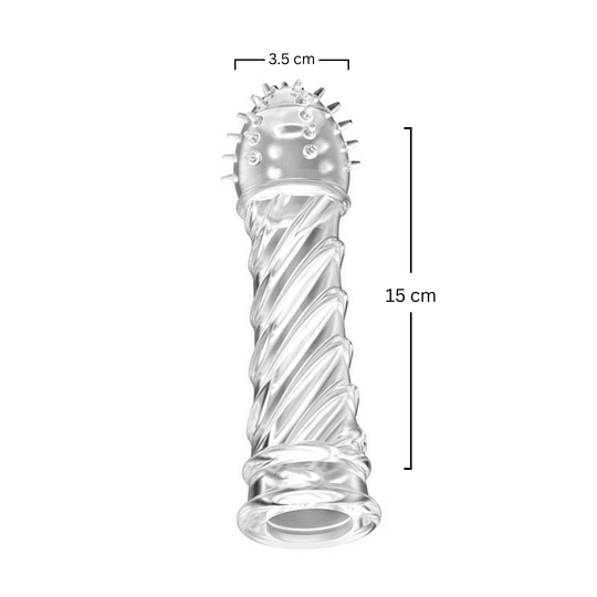 Prezervative tip manșon Obsessia® reutilizabile, set de 2, cu striații și efect de mărire, silicon premium, transparent, 100 g