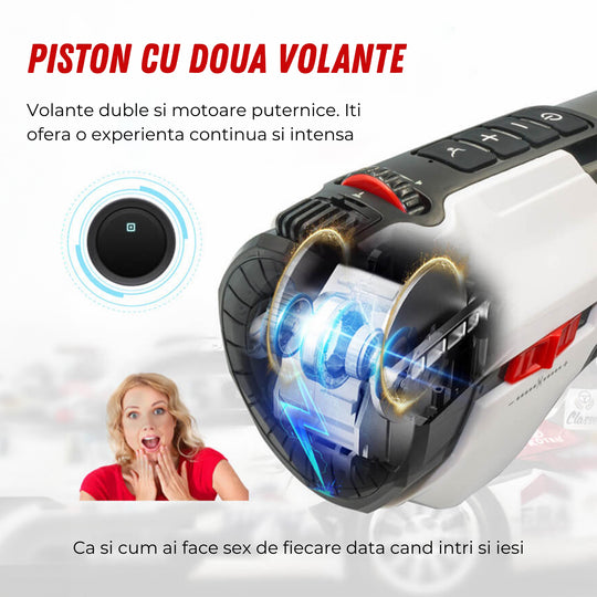 Masturbator Automat LovePlay™ FuturePro, 10 Viteze, 10 Moduri de Suctiune, Incalzire 360° cu Aer Cald 40°C, Piston Dual cu Volante, Miscare Telescopica Reglabila 2–12 cm, Silicon Premium, Alb - LovePlay