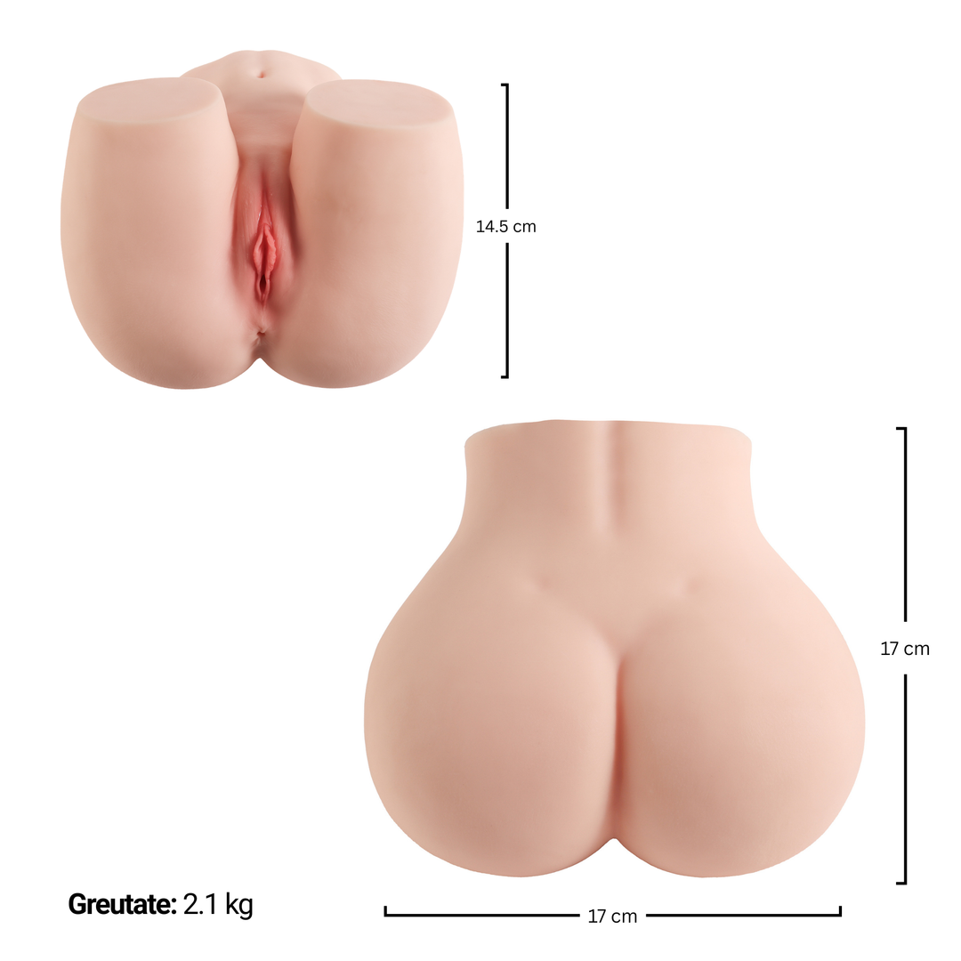 Masturbator automat Obsessia® MissHer, ultra-realist, 10 moduri de vibrație, efect de sucție, canal vaginal și anal, 2.1 kg
