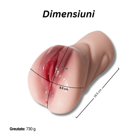 Masturbator ultra-realist Obsessia MissHer, 3 canale, 10 vibrații, efect sucție, silicon, 18.5 cm, 730 g