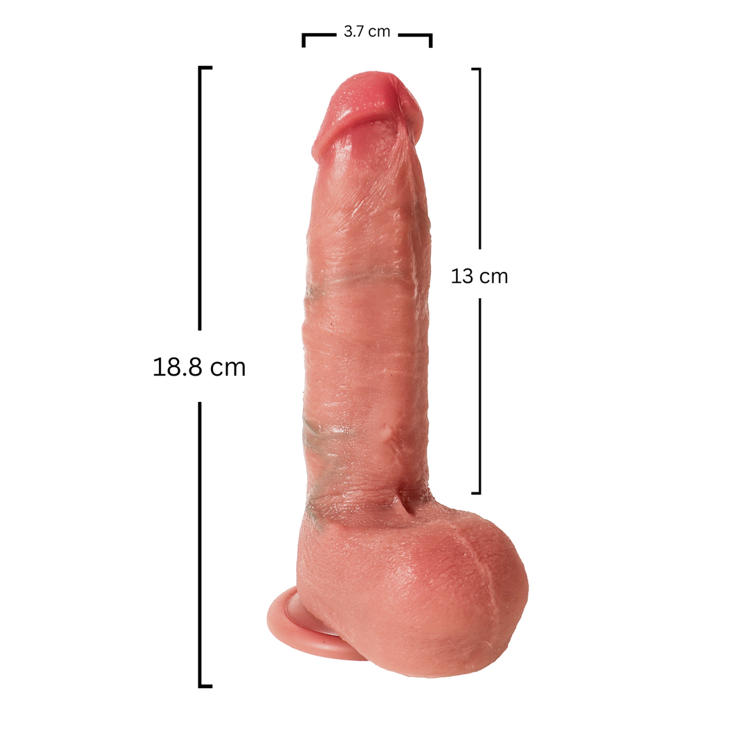 Dildo ultra-realist Obsessia® BetterThanHim cu 10 moduri vibrație și penetrare automată, funcție încălzire 42°, 18.8 cm