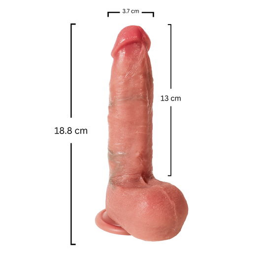 Dildo ultra-realist Obsessia® BetterThanHim cu 10 moduri vibrație și penetrare automată, funcție încălzire 42°, 18.8 cm
