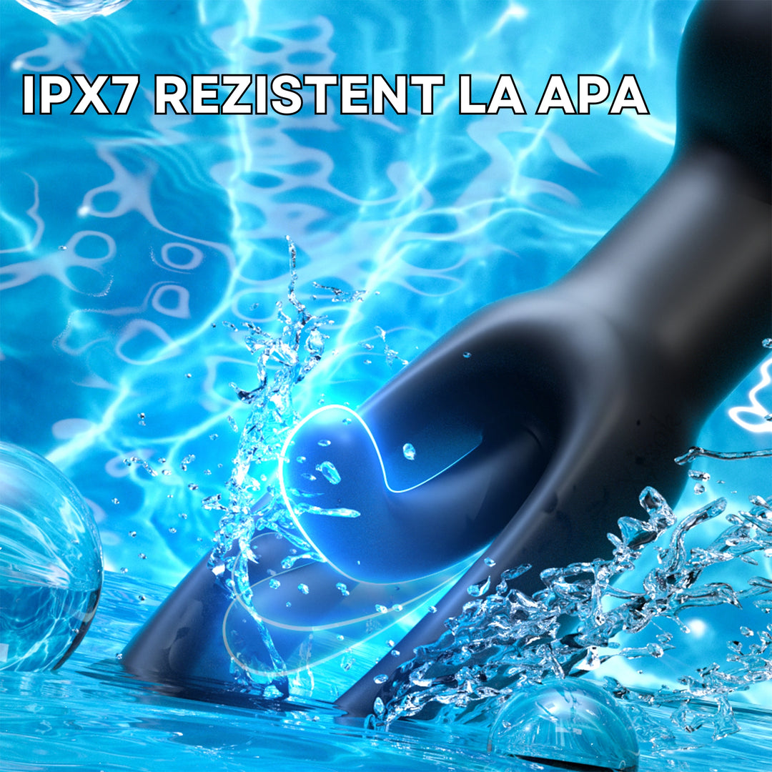 Vibrator LovePlay™ Anal Butt Plug, cu 9 moduri diferite de tapping, silentios, incarcare USB, design discret, din silicon, 14x2.5x8.5 cm - LovePlay