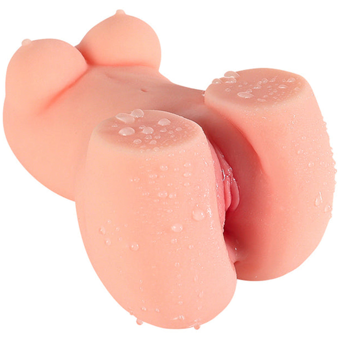 Masturbator Loveplay™ Mini SexDoll, din silicon non-toxic, design realist, textura 3D, cu canal vaginal si anal, usor de curatat, rezistent la apa, discret - LovePlay