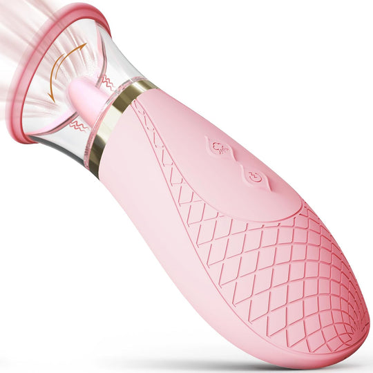 Vibrator Obsessia® VelvetKiss, cu 9 moduri de vibratie & 3 moduri de suctiune, dubla stimulare tip limba + aer-pulse, din silicon moale, reincarcabil USB, jucarii sexuale pentru femei, rezistent la apa IPX6, roz