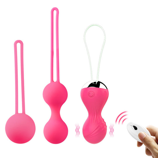 Bile vaginale Obsessia® LoveBalls, pentru exerciții Kegel, 3 niveluri progresive, bilă vibrantă cu 10 moduri, silicon medical, roz