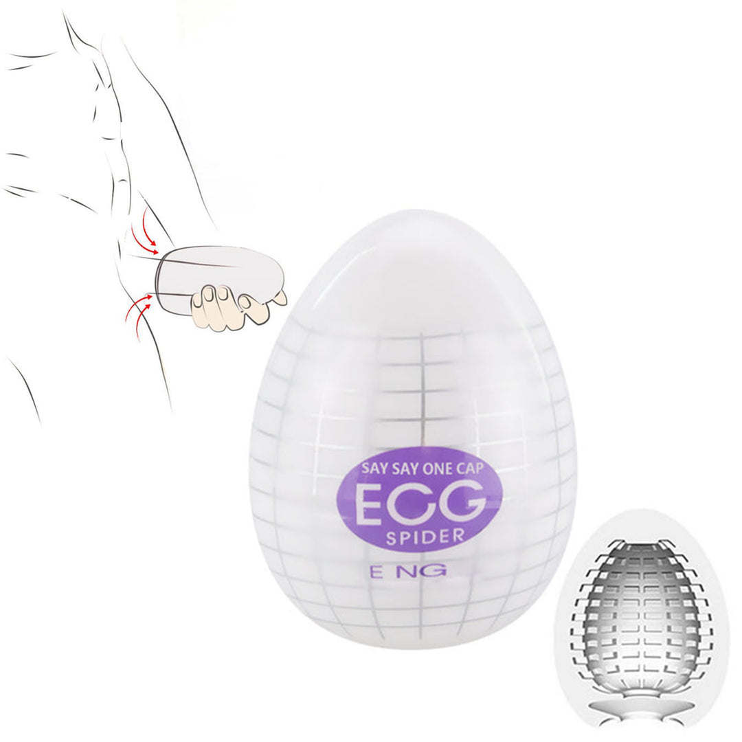 Masturbator tip vagin LovePlay™ Egg, cu textura de panza de paianjen, cu numeroase proeminente, portabil, din silicon, mov, de unica folosinta - LovePlay