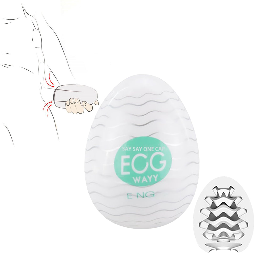 Masturbator tip vagin LovePlay™ Egg, cu textura de valuri, portabil, din silicon, turcoaz - LovePlay