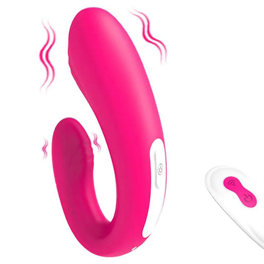 Vibrator dublu LovePlay™ DualPlay, din silicon moale non-toxic, cu 10 moduri diferite, pentru stimulare anala si punct G, cu functie de control la distanta prin telecomanda, roz, lungime inserabila 94 mm - LovePlay