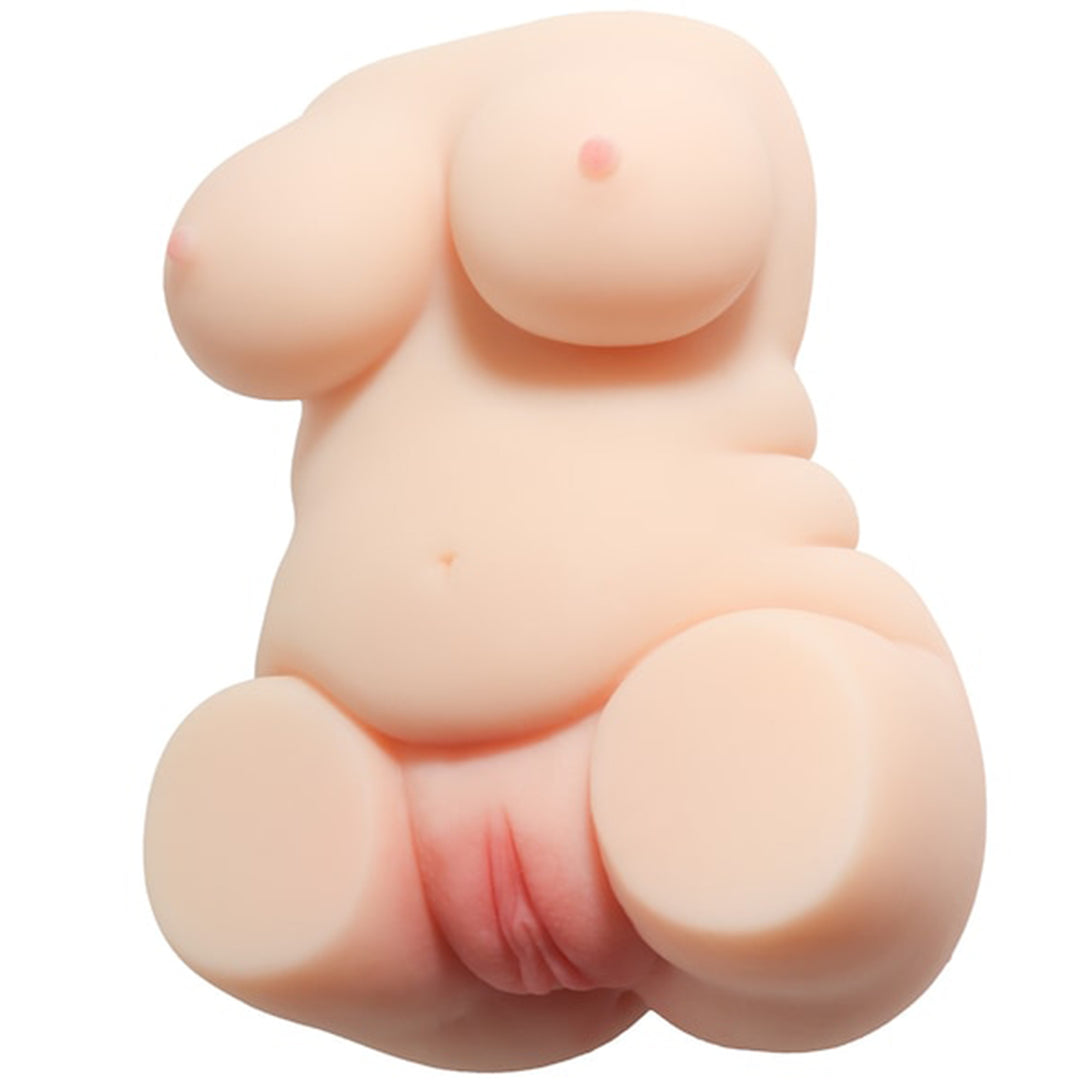 Masturbator doua canale LovePlay™ SexDoll plus size, ultra-realist, cu striatii 3D, din silicon premium non-toxic, design coapse anatomic, usor de curatat, din silicon elastic si rezistent la apa, 12 x 16 x 8 cm, 850 g - LovePlay