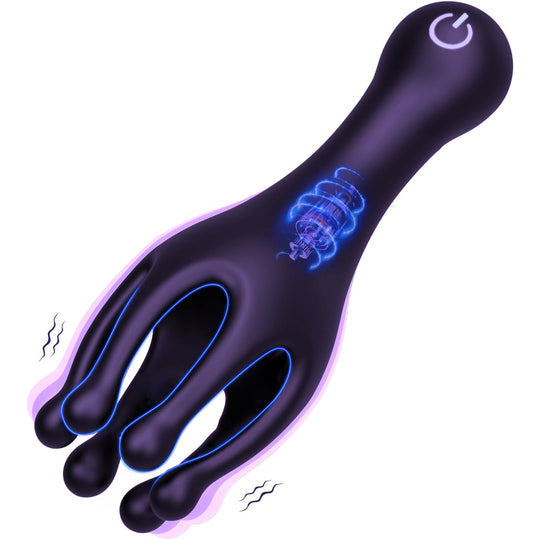 Masturbator oral LovePlay™ OctiHer, cu 10 tipuri diferite de vibratie, functie de handjob, rezistent la apa, din silicon premium, incarcare USB - LovePlay