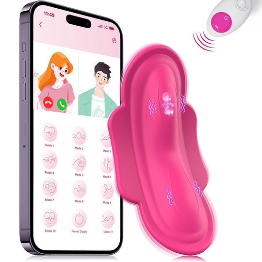 Vibrator LovePlay™ PantyPlay, cu 11 moduri de vibratie, 5 moduri de control prin aplicatie, telecomanda, pentru stimulare clitoridiana si vaginala, cu design purtabil, functie de control vocal, ultra-silentios, incarcabil USB, rezistent la apa, roz - LovePlay
