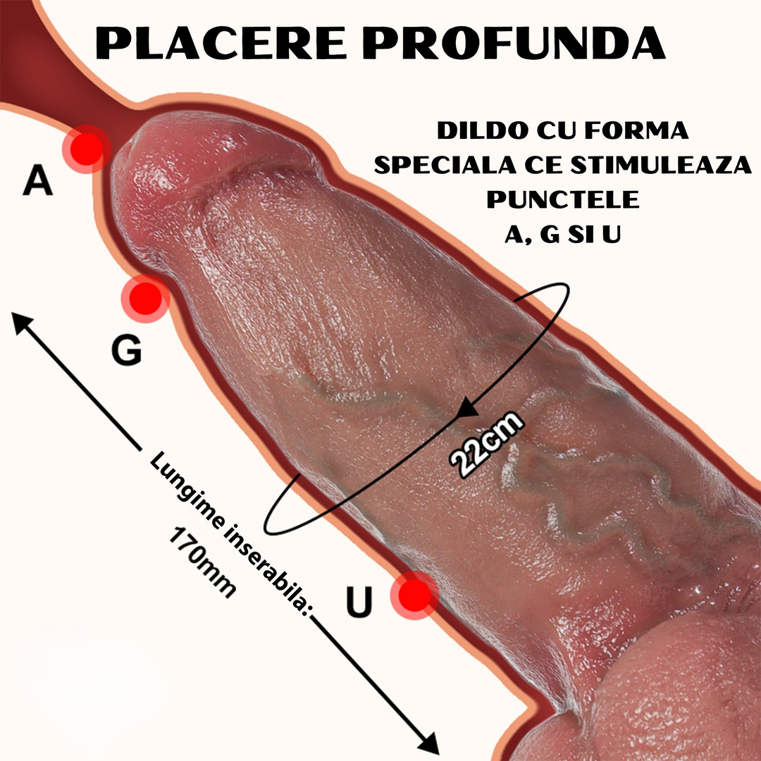 Dildo ultra-realist Obsessia ClassicHim, vene proeminente, ventuză, silicon, inserabil 17 cm, 900 g