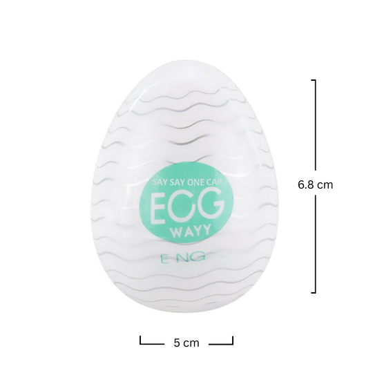 Masturbator tip vagin Obsessia® Egg, de unică folosință, cu textură de valuri, portabil, din silicon premium, turcoaz