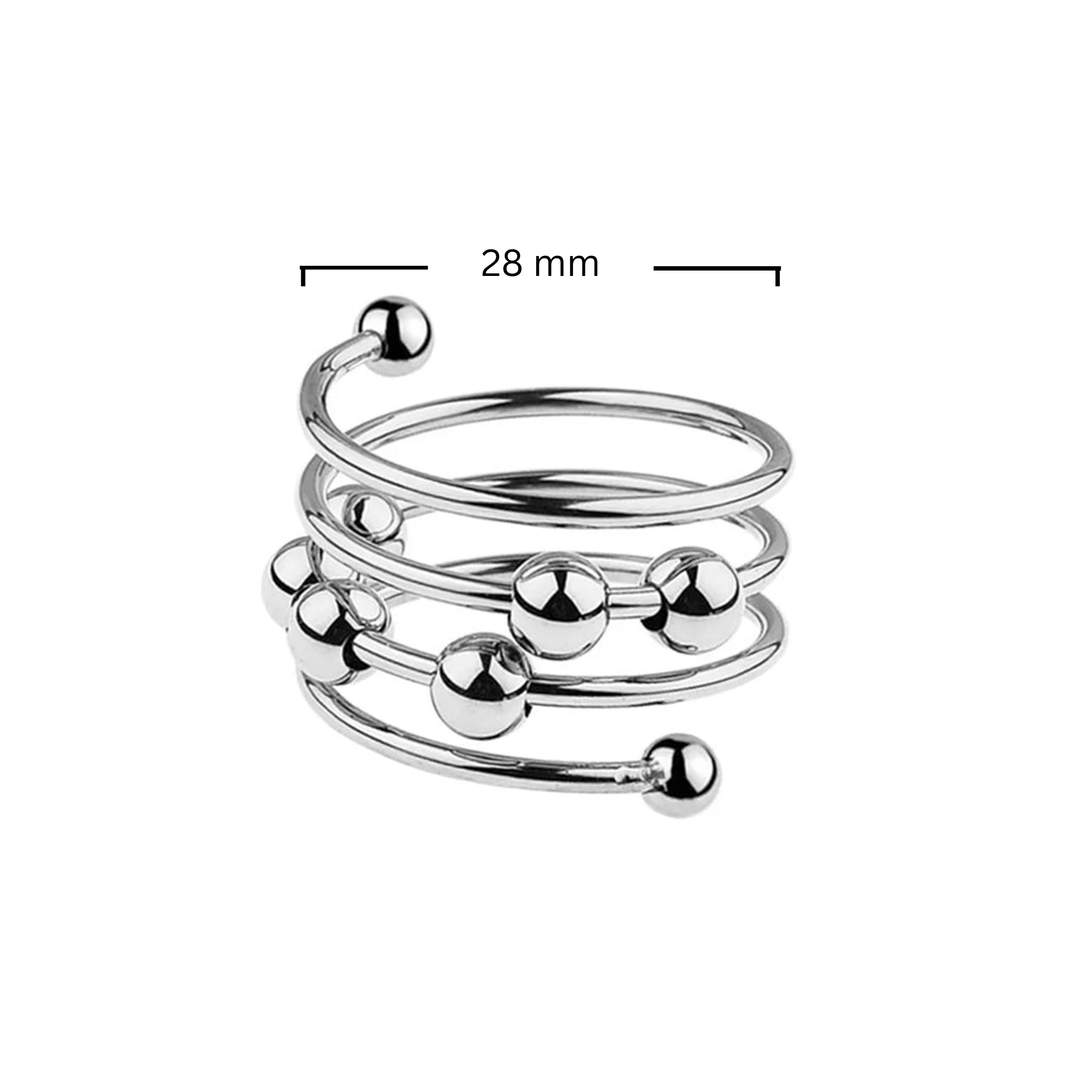 Inel pentru penis Obsessia® MyPrecious, intensificator erecție, multi-perlat, din oțel inoxidabil, diametru 28 mm, argintiu