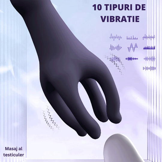 Masturbator oral LovePlay™ OctiHer, cu 10 tipuri diferite de vibratie, functie de handjob, rezistent la apa, din silicon premium, incarcare USB - LovePlay