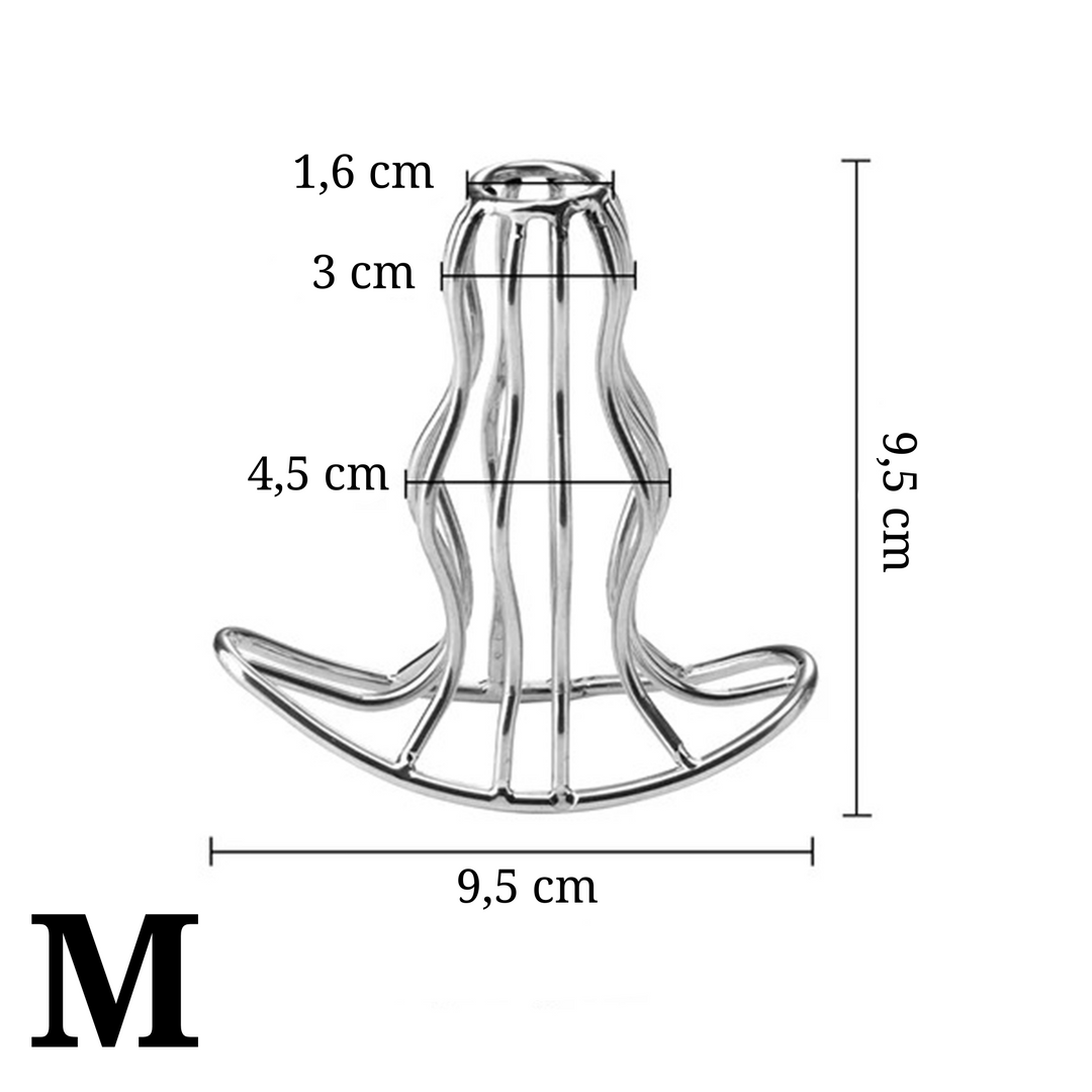 Dop anal LovePlay Hollow, din otel inoxidabil, gol in interior, cu forme reliefate pentru placere intensa, argintiu, lungime 70 mm, diametru 45 mm - LovePlay