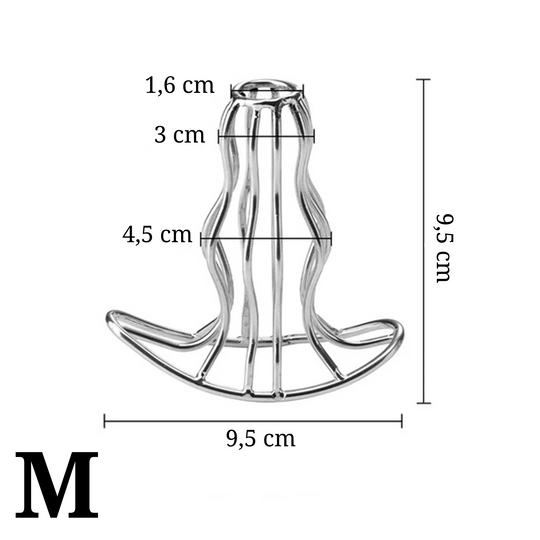 Dop anal LovePlay Hollow, din otel inoxidabil, gol in interior, cu forme reliefate pentru placere intensa, argintiu, lungime 70 mm, diametru 45 mm - LovePlay