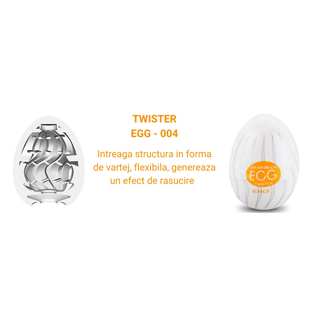 Masturbator tip vagin LovePlay™ Egg, cu textura de vartej, portabil, din silicon, portocaliu - LovePlay
