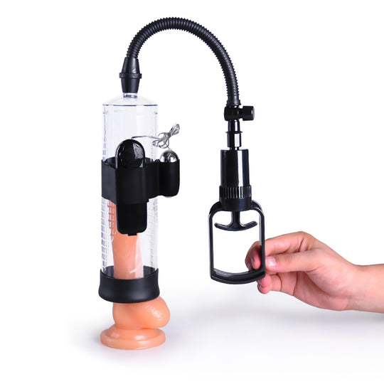 Pompa LovaPlay™ BiggerP pentru marirea penisului in lungime si circumferinta, cu vid, usor de folosit, din silicon, neagra, 7 x 20 cm - LovePlay