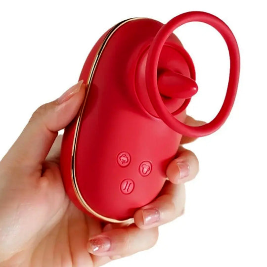 Vibrator LovePlay™ Buzz 3 in 1 cu 9 feluri de vibratie, stimulare orala si suctie, rezistent la apa, din silicon, rosu, reincarcabil magnetic USB, design discret, usor de folosit, 11 x 6 cm, 161 g - LovePlay