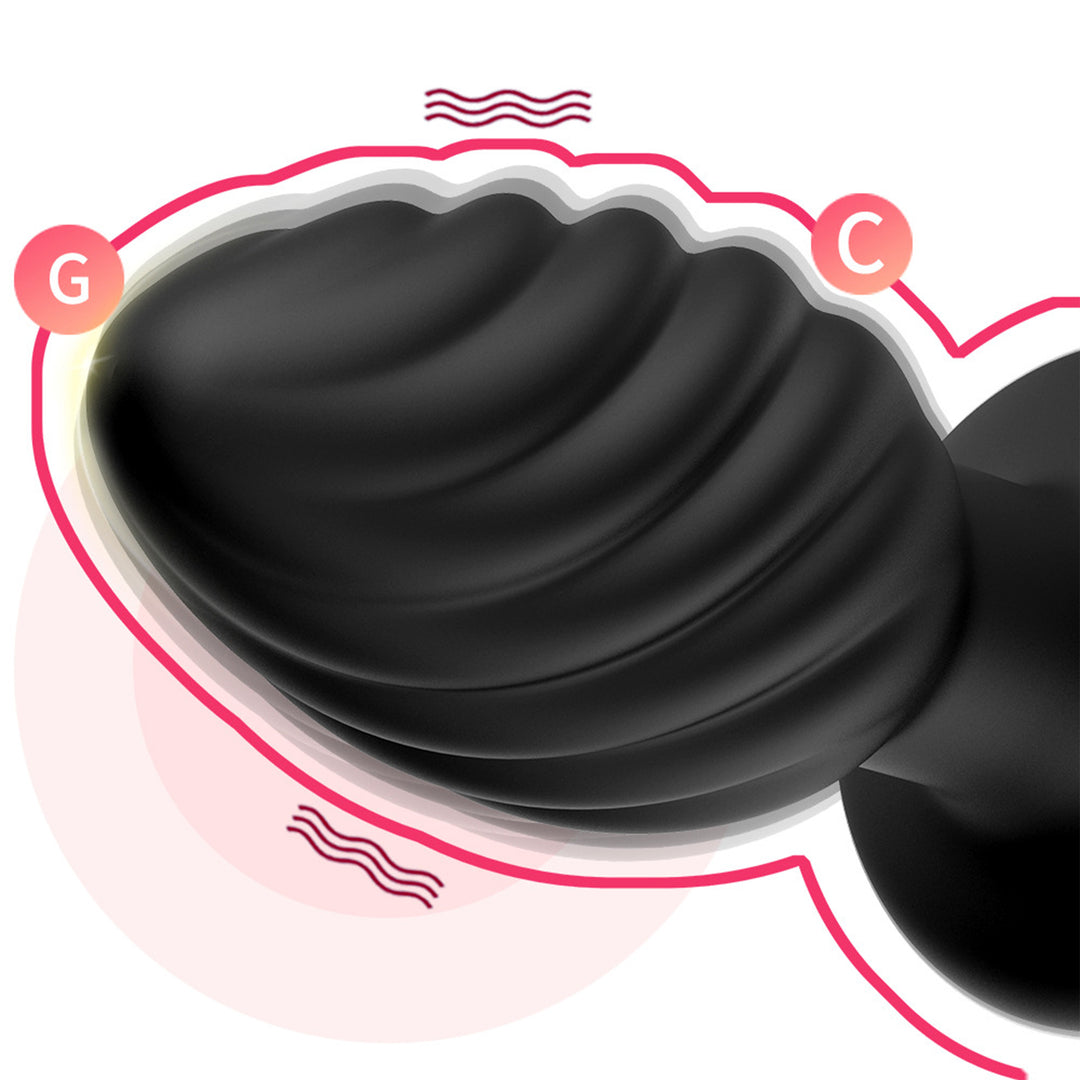 Dop Anal LovePlay™ TwistGasm, cu 7 moduri de rotatii, 7 moduri de vibratii, pentru stimulare anala si punct G, control prin aplicatie, telecomanda, rezistent la apa, din silicon, negru, diametru 35 mm - LovePlay