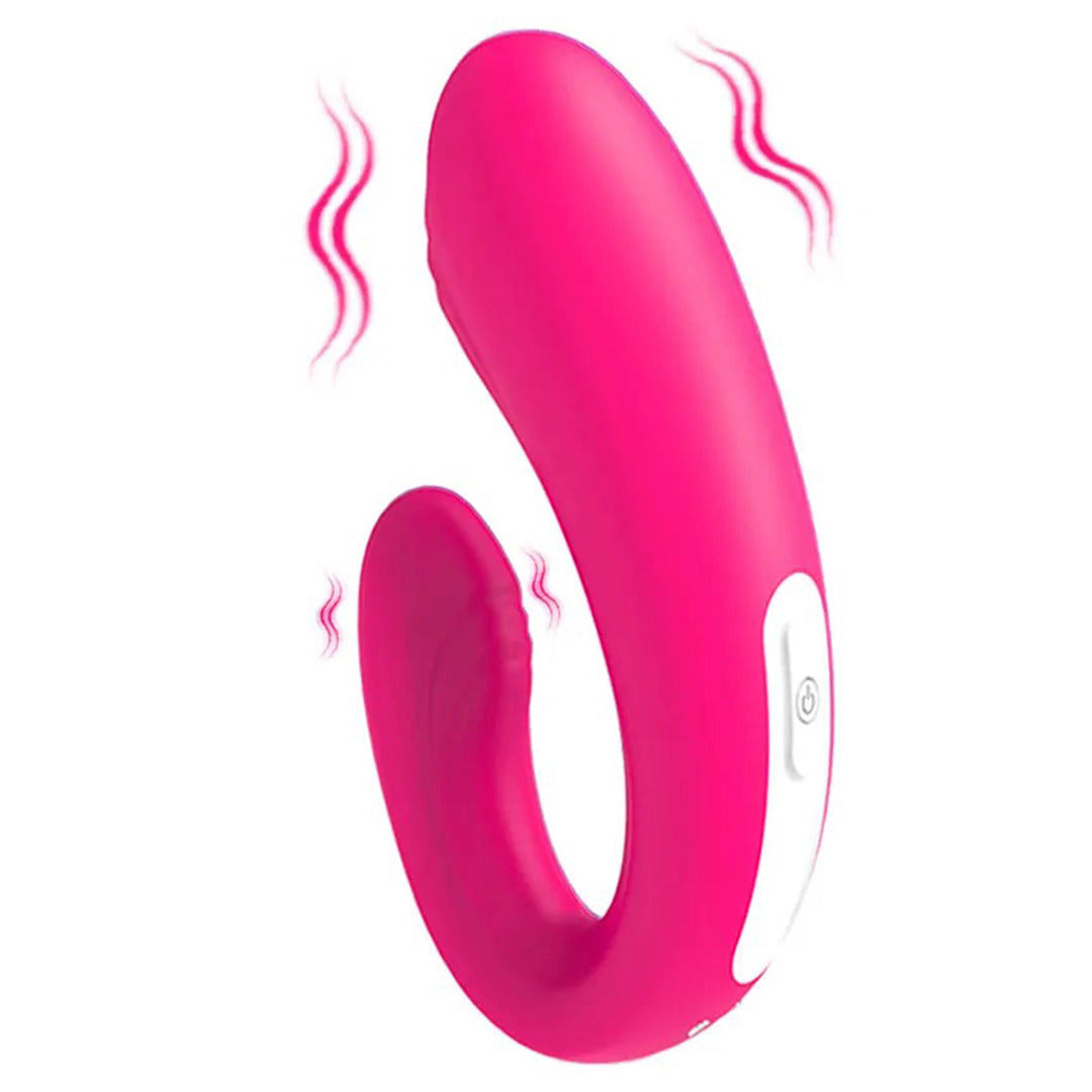 Vibrator dublu LovePlay™ DualPlay, din silicon moale non-toxic, cu 10 moduri diferite, pentru stimulare anala si punct G, cu functie de control la distanta prin telecomanda, roz, lungime inserabila 94 mm - LovePlay