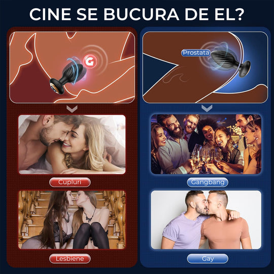 Dop Anal LovePlay™ TwistGasm, cu 7 moduri de rotatii, 7 moduri de vibratii, pentru stimulare anala si punct G, control prin aplicatie, telecomanda, rezistent la apa, din silicon, negru, diametru 35 mm - LovePlay