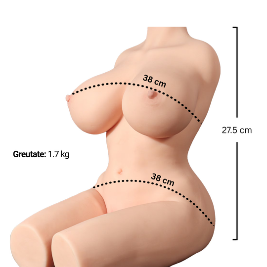 Masturbator Obsessia® SexDoll cu canal vaginal și anal, design realist cu sâni și coapse, silicon premium, textură 3D, 1.7 kg