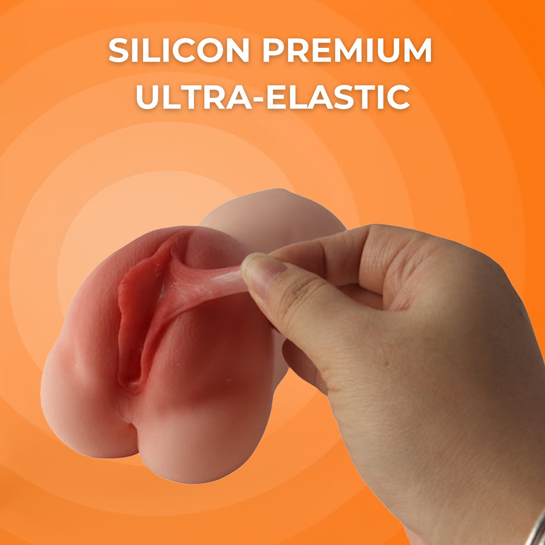 Masturbator ultra-realist 3 gauri LovePlay™ MissHer, din silicon premium non-toxic, stimulare orala si efect deep throat, canal oral, vaginal si anal cu striatii 3D, design turnat pe model real, usor de curatat, rezistent la apa - LovePlay