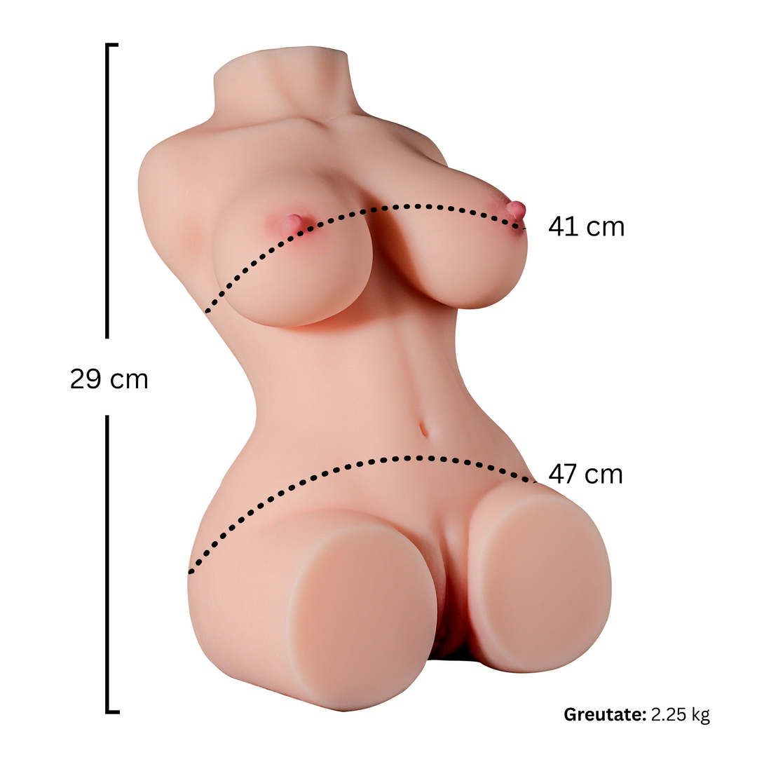 Masturbator cu două canale Obsessia® SexDoll, ultra-realist, cu striații 3D, anal și vaginal, silicon premium, 2.25 kg