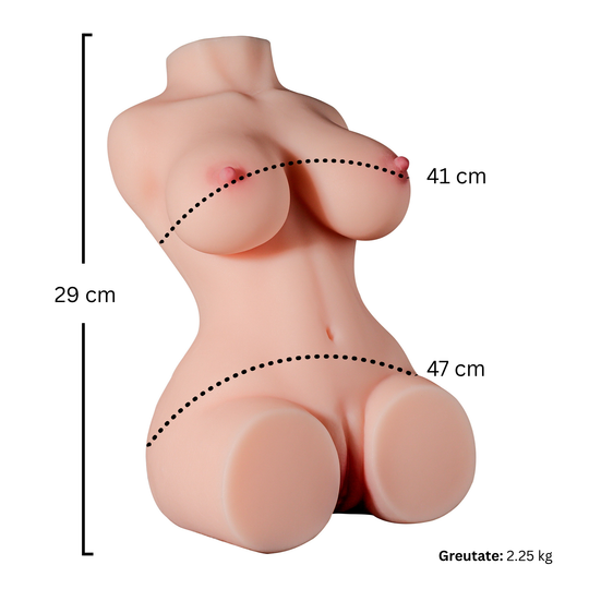 Masturbator cu două canale Obsessia® SexDoll, ultra-realist, cu striații 3D, anal și vaginal, silicon premium, 2.25 kg