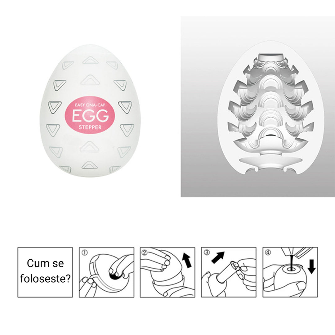Masturbator tip vagin LovePlay™ Egg, cu textura de scoica, portabil, din silicon, roz - LovePlay