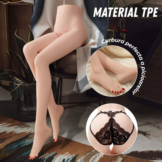 Masturbator LovePlay™ SexyLegs, cu doua canale de tip vaginal si anal, cu striatii 3D, rezistent la apa, model ultra-realist din silicon de inalta calitate, greutate 4 kg - LovePlay