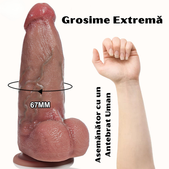Dildo ultra-realist Obsessia ClassicHim, vene proeminente, ventuză, silicon, inserabil 17 cm, 900 g
