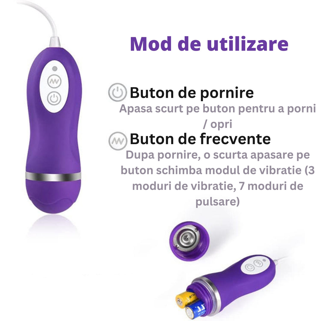 Vibrator LovePlay™ 2 in 1 NippleLove, 10 tipuri diferite de vibratie, cu clips pentru sfarcuri, stimularea clitorisului si a sanilor, silentios, rezistent la apa, control prin telecomanda, din silicon, mov - LovePlay