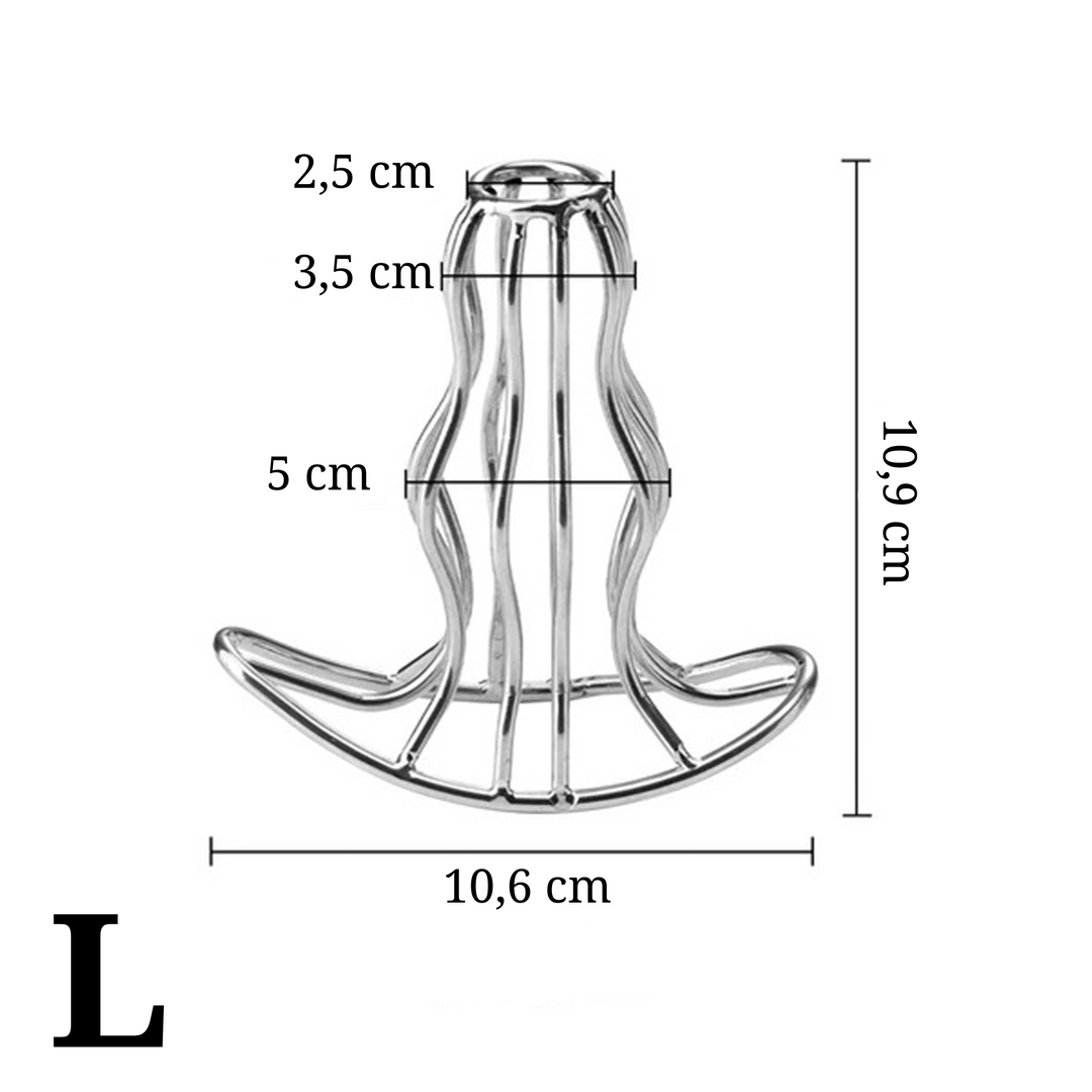 Dop anal LovePlay Hollow, din otel inoxidabil, gol in interior, cu forme reliefate pentru placere intensa, argintiu, lungime 70 mm, diametru 45 mm - LovePlay